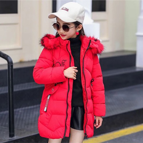 Thick Keep Warm Winter Girls Jacket Hooded Knitting Sleeve Plush Outerwear Kids - Picture 21 of 35