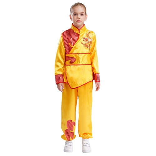 Jungen Set Kung Fu Anzug Fancy Ausrüstung Lange Ärmel Kostüm Atmungsaktiv Bühne - Picture 32 of 47