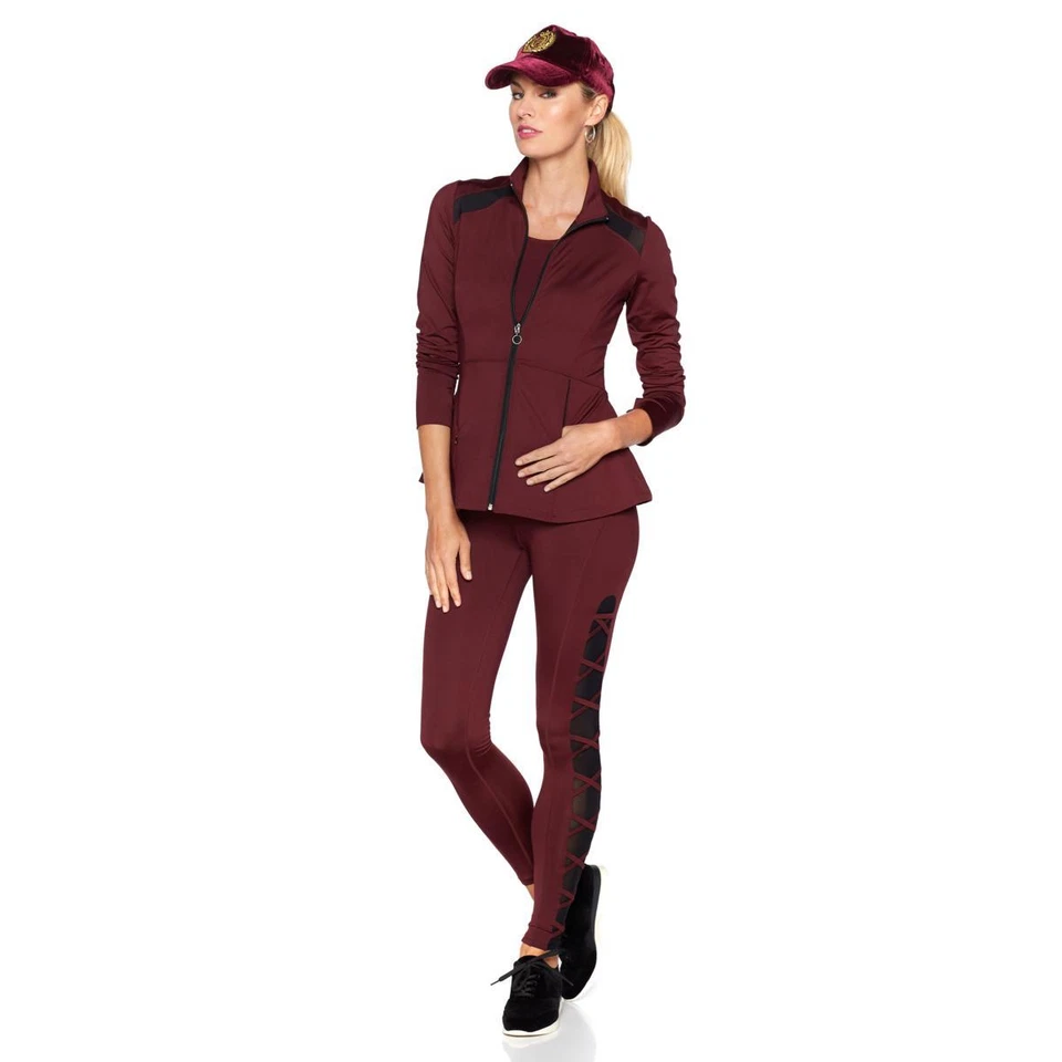 Serena Williams Women's Lace-Up Panel Leggings Pant Red Wine X-Small Size HSN  - Image 4 of 4