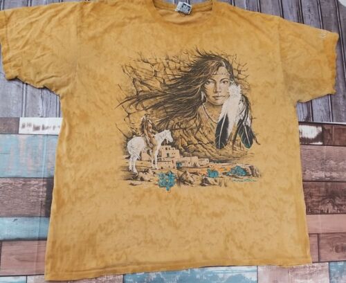 Senf Native American Azteken grafisches T-Shirt Federn Branson RagTops XL - Bild 2 von 9