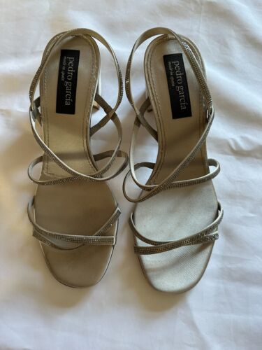 Women's Pedro Garcia Strappy Block Sandals Size 38 Swarovski Crystals 7.5 - Picture 11 of 12