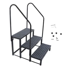 3 Step Ladder RV Steps Pool Ladder Above Ground Hot Tub Steps with 2 Handrails