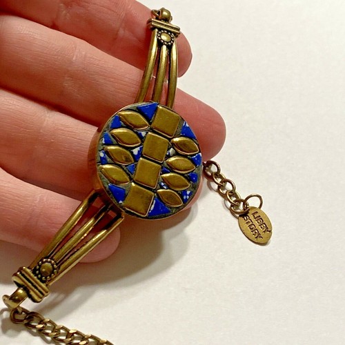 Designer Libby Story Schmuck Retro Boho Messing & Stein Armband Unikat Statement - Bild 3 von 6