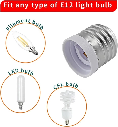 5-Pack Light Bulb Socket Reducer Medium Base E26 to Candelabra E12 Adapter - Picture 7 of 13