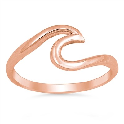Wave Ring Sterling Silver 925 Rose Gold Plated Jewelry Best Price Selectable
