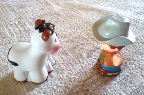 Mattel Fisher Price Little people farmer and cow with calf - Picture 4 of 6