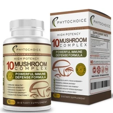 Immune Defense-10 Mushroom Complex Supplements Immunity Support Lions Mane Reish