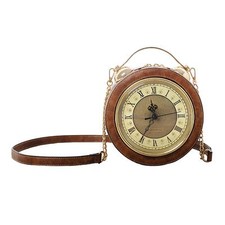 Clock Purse Satchel PU Leather Women Shoulder Bag for Travel Vacation Commuting