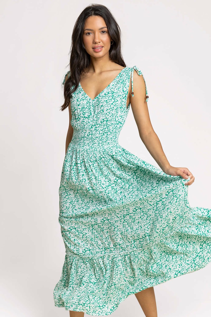 Shirred waist hotsell maxi dress