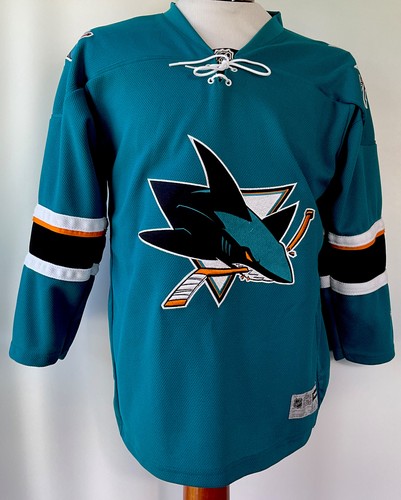 Maillot jeunesse cousu requins Reebok San Jose taille L/XL/adulte petit - Photo 1/8