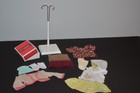 American Girl Doll Accessories Lot of 9 items, stand, hair extenstion, outfits