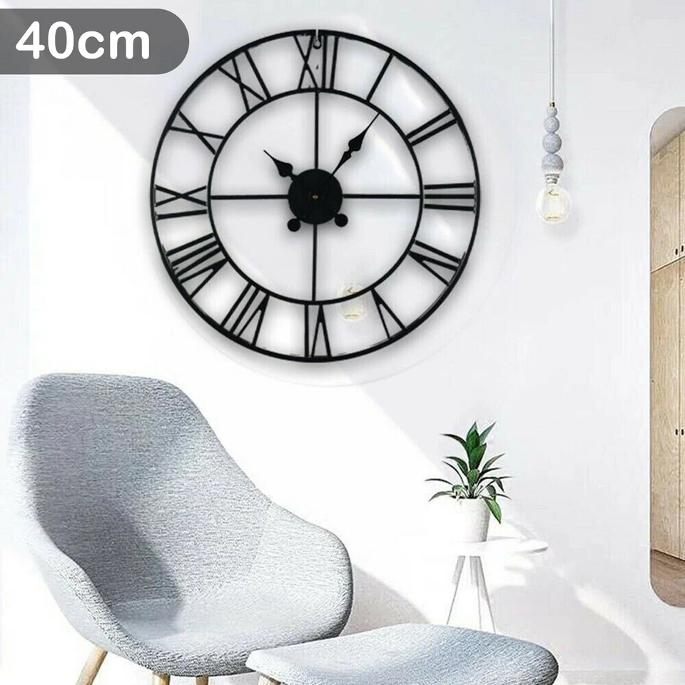 Large Outdoor Garden Wall Clock Big Roman Numerals Giant Open Face Metal 40CM - Image 4 of 4