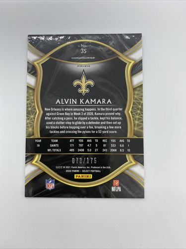 2020 Select Alvin Kamara Blue Checkers Prizm Concourse Level 73/175 SP - Picture 8 of 8