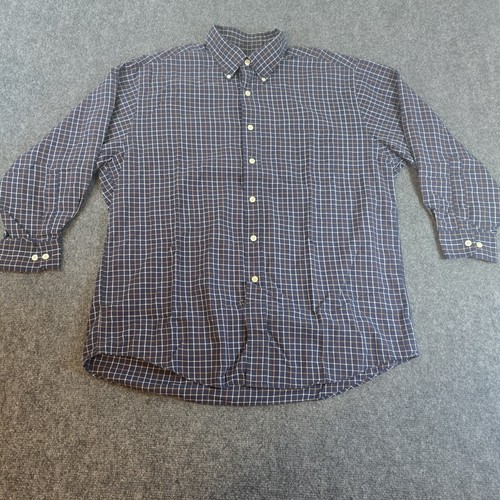Brooks Brothers Hemd Herren Large schwarz blau kariert Traditional Fit Langarm