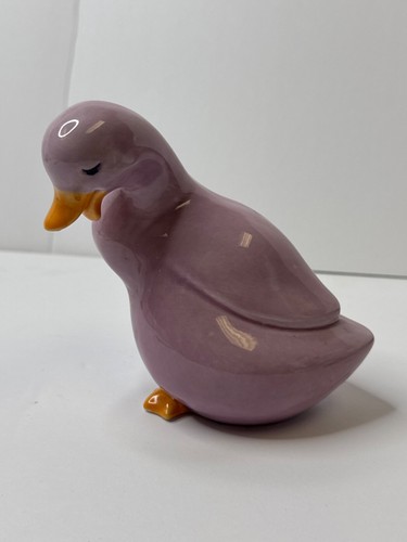 Enesco Vintage Duck Figurine 1980s Purple & Orange Easter Spring Decor SP9 - Picture 2 of 7