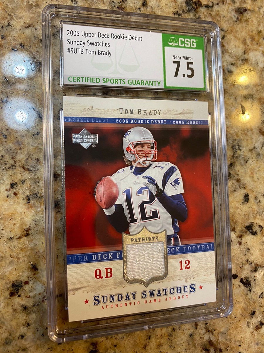 2005 Tom Brady Upper Deck Rookie Debut Sunday Swatches Jersey Card Csg