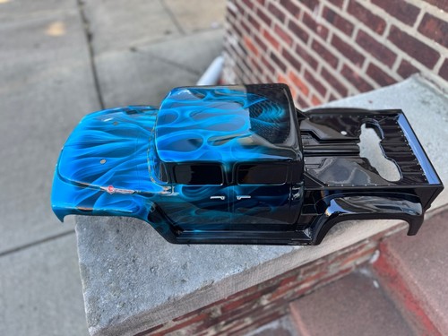 CUSTOM PAINTED RC BODY, KRATON 8S, FORD F-100, CANDY BLUE TRIBAL FLAME MADNESS - Bild 3 von 12