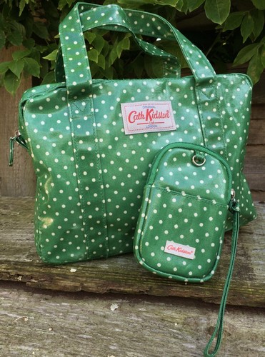 Genuine CATH KIDSTON Grab a Bag & Wrist Pouch, Polka Dot Green *GREAT CONDITION* - Picture 3 of 16
