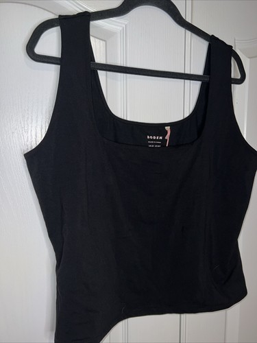 Boden Tank Crop Top Womens Plus Size 20 / 22 Black Sleeveless Scoop Neck Y2K - Picture 2 of 12