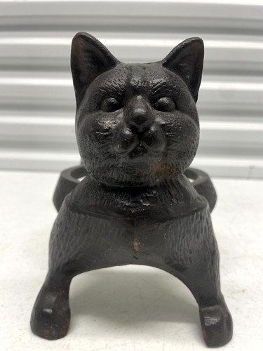 Black Kitty Cat Cast Iron Food Water Raised Dish Bowl Holder Stand 13-inch - Picture 2 of 11
