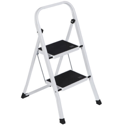 Escalera de 2/3/4 escalones con almohadilla antideslizante taburete de seguridad escalera plegable negro/blanco - Imagen 10 de 53
