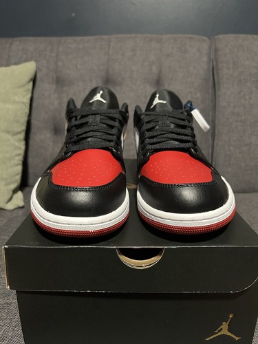 Nike Air Jordan 1 Low 'Bred Toe' Gimnasio Rojo/Blanco-Negro 553558-612 Para hombres Talla 10.5  - Imagen 4 de 4