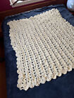 Handmade Shell Stitch Crochet Afghan Throw Blanket White 45"x52"