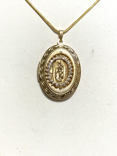 NEW ITEM* ELEGANT "OUR LADY OF GUADALUPE" ZIRCONIA 2-SIDED LOCKET-brass-New - Picture 8 of 17