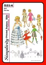 12" Doll CLOTHING Pattern Wardrobe for Tam Simplicity 5214 Vtg 1960's Sewing