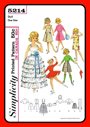 12" Doll CLOTHING Wardrobe for Tam Simplicity 5214 Vtg 1960's Sewing Pattern