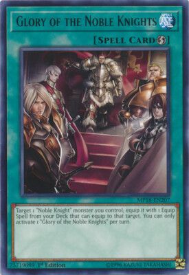 Rare Yugioh 1st Edition Mint/NM X1 Glory of the Noble Knights MP18-EN207 Rare Yugioh 1st Edition Mint/NM X1 Glory of the Noble Knights MP18-EN207