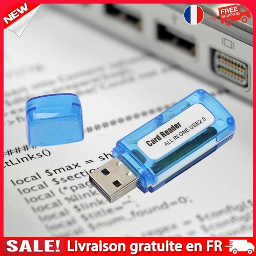 Lecteur de cartes mémoire portable 4 en 1 USB 2.0 pour carte SD/TF/T-Flash/M2