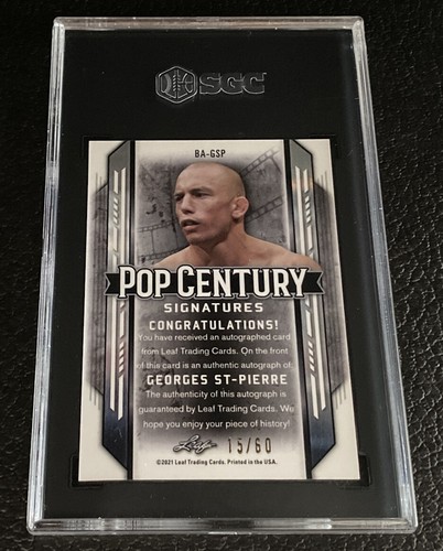 SGC 10 AUTO 10 GEORGES ST PIERRE 2021 LEAF METAL POP CENTURY SIGNATURES SIGNED - Picture 3 of 5