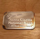 Rare Vintage Santa Clarita National Bank The Bank With A Heart 1 Oz Silver Bar