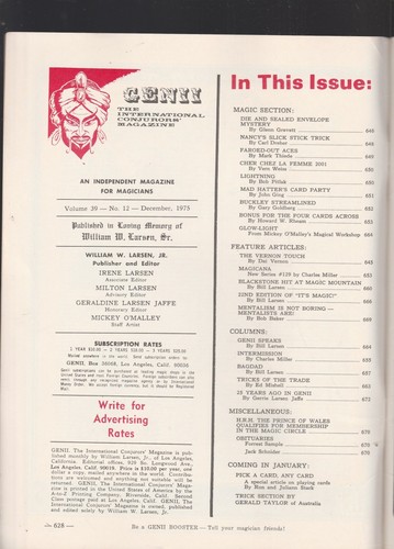 GENII THE CONJURORS MAGAZINE-MAY, SEPTEMBER, AND DECEMBER 1975 ISSUES - Picture 6 of 6