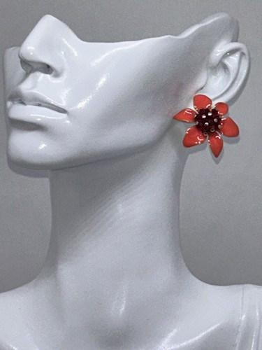 Kate Spade New York Lovely Lilies Studs Earrings Coral Red Pierced - Picture 7 of 8