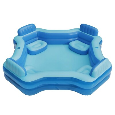 #ad #ad Blue Deluxe Comfort Inflatable Family Swimming Pool 4 Seats Square Age 6 amp; up