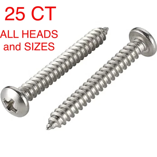 Sheet Metal Screws~ Self Tapping~ Stainless Steel~ PHILIPS~25CT ALL SIZES PHILIP