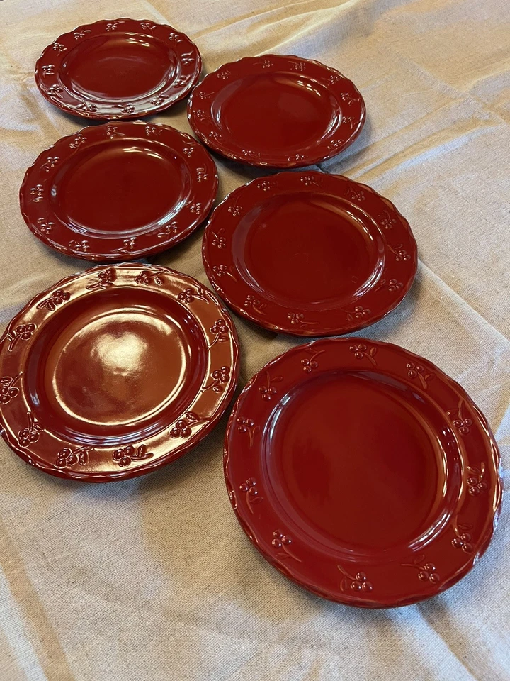 Bella by Debby Segura for Signature Housewares Red Salad Plates Set Of 6 - Image 4 of 4