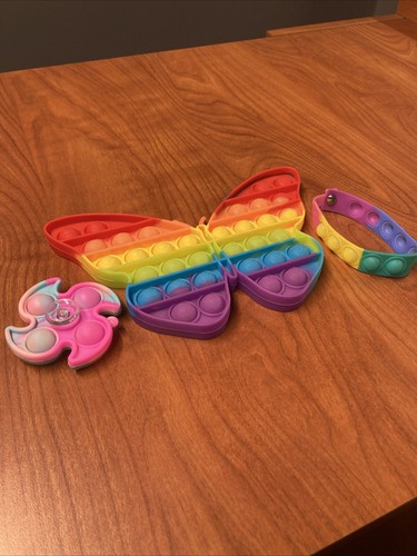 Popit Fidget Pop Toy, Silicone Push Bubble Sensory Stress Relief, Set of 3 - Picture 2 of 3