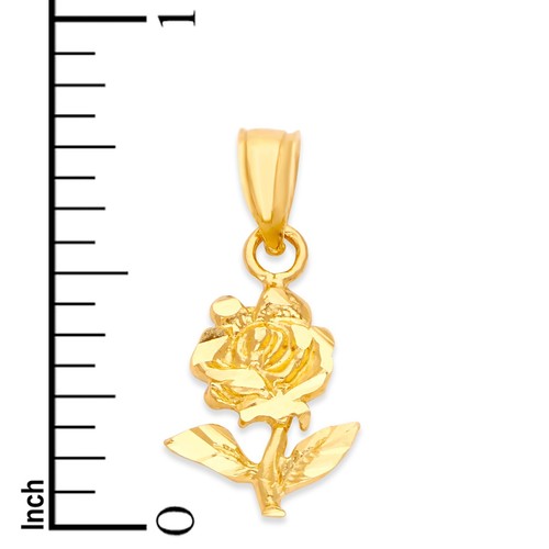 Solid Gold Rose Pendant in 10 or 14k, Romantic Flower Jewelry Gifts for Her - Picture 4 of 5