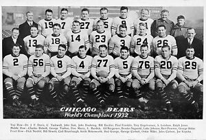 1932 CHICAGO BEARS WORLD CHAMPIONS TEAM PHOTO MANY HALL OF FAMERS ! 7X11