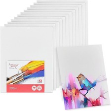 Canvases for Painting - Pack of 12, 8 X 10 Inch Blank White Canvas Boards - 100 