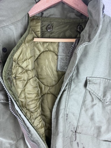 VINTAGE M65 Jacket Regular Green OG 107 Parka Hooded Size Large - Picture 5 of 10