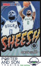 Damian Lillard Sheesh Silver Prizm 2023-24 Hoops Premium Stock #6 Bucks