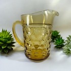Vintage 1970's Era Amber Dimpled Thumbprint Heavy Glass Pitcher