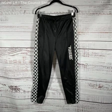 Pleasures X Wiz Khalifa Black Checkered Side Stripe 666 Track Pants - Size Small