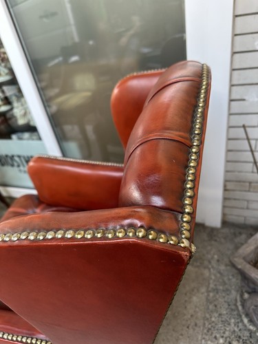 Chesterfield Sessel Relaxsessel Ohrensessel. Fernsehsessel Leder Rot England - Bild 10 von 13