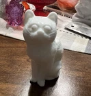 Vintage Milk Glass  Sitting Cat Figurine Decorative Collectible