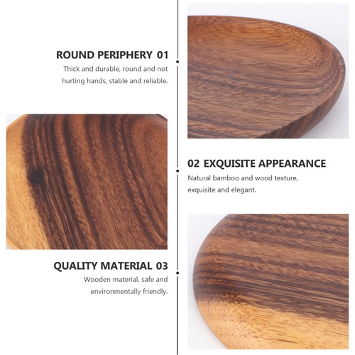 1Pc Solid Wood Dinner Plate Wood Fruit Plate Round Tray Dried Fruit Container - Picture 11 of 12